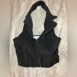 Black Collar Cropped Vest top Women